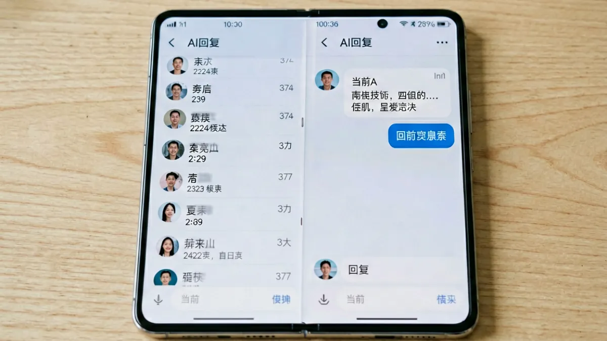 香蕉ai移动端改版后的双栏视图截图，展示折叠屏适配效果